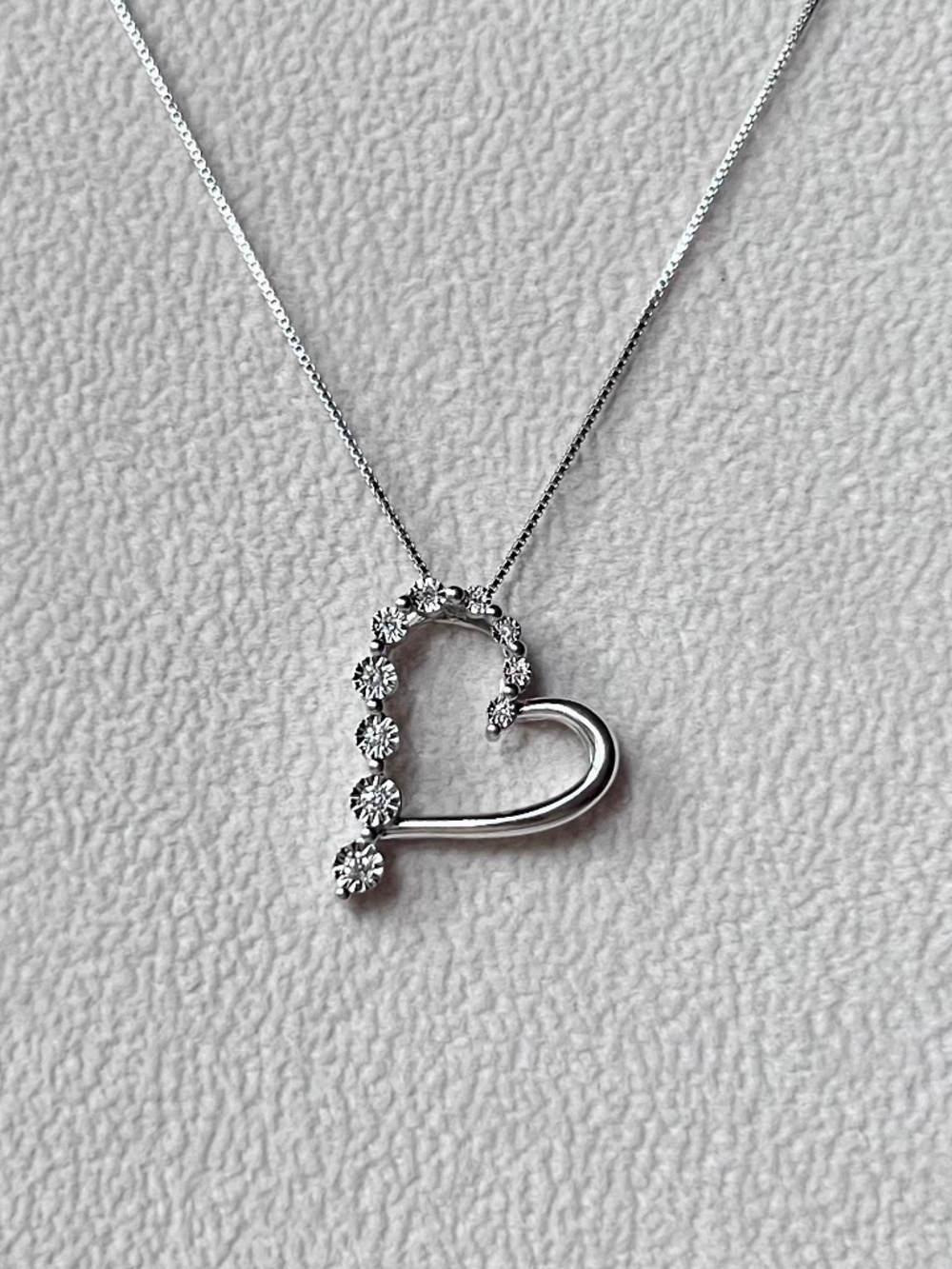 N055 | Genuine Diamond Angled Open Heart Necklace